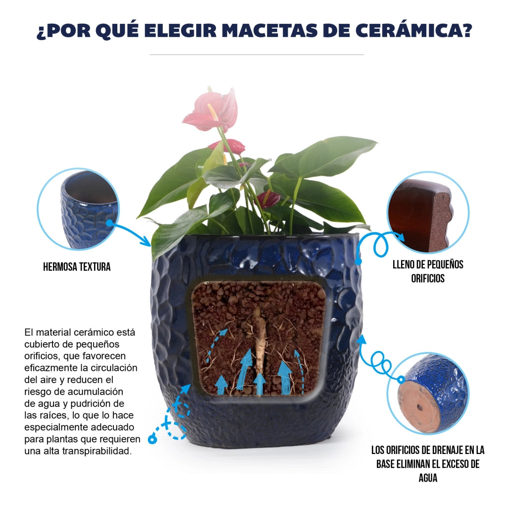 VASO DA FIORI Ø 38 cm in ceramica blu navy