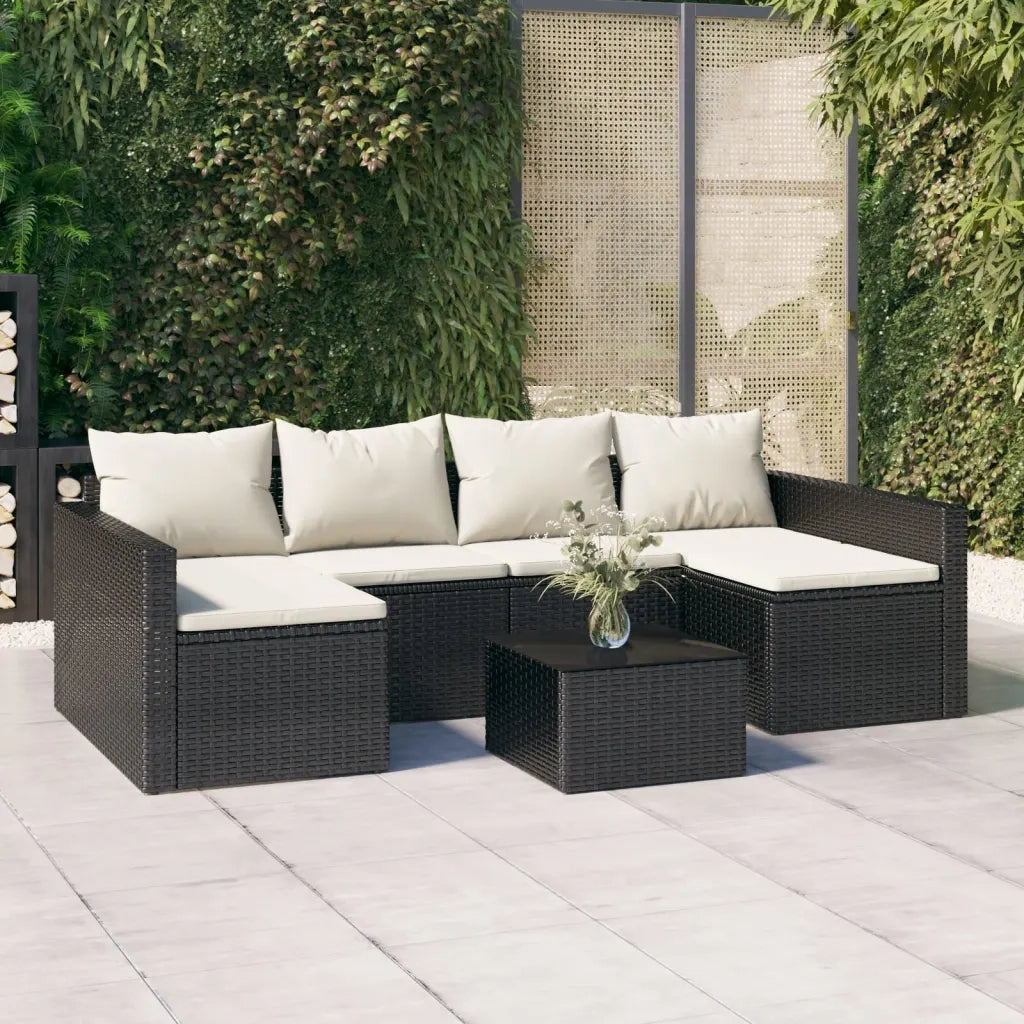 Set da Giardino 2 pz | Set Salotto da Giardino con Cuscini Nero in Polyrattan