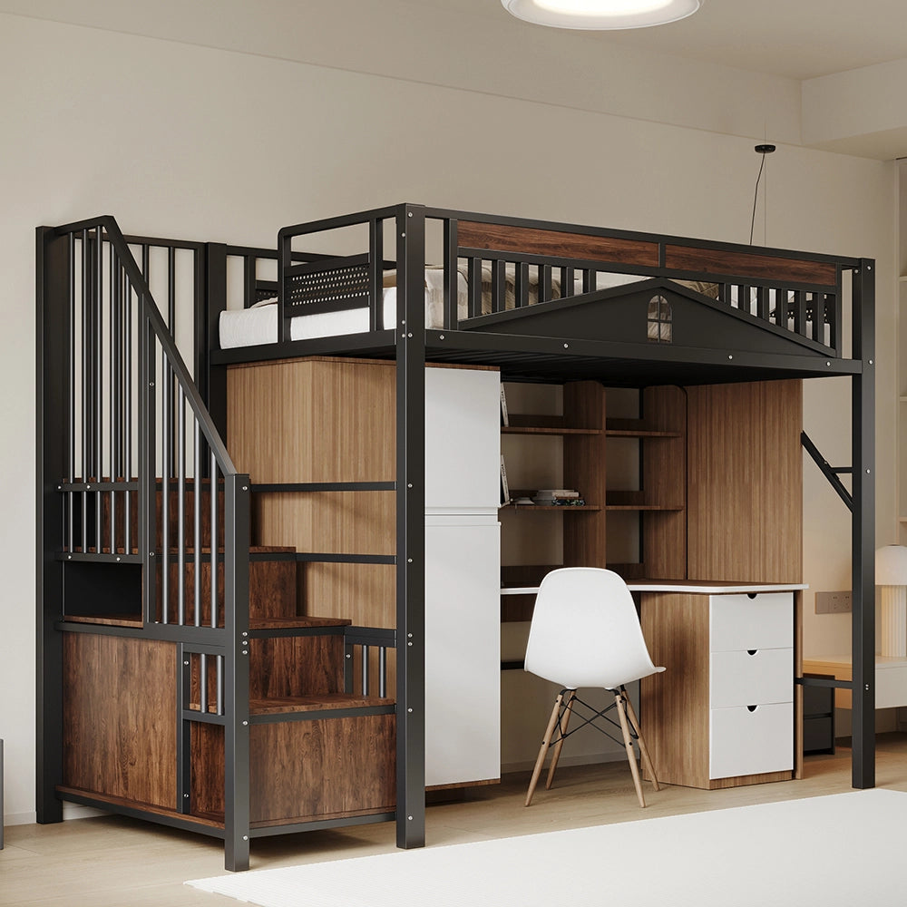 Letto a castello metallo - Xylo - 90x200 cm nero finestra