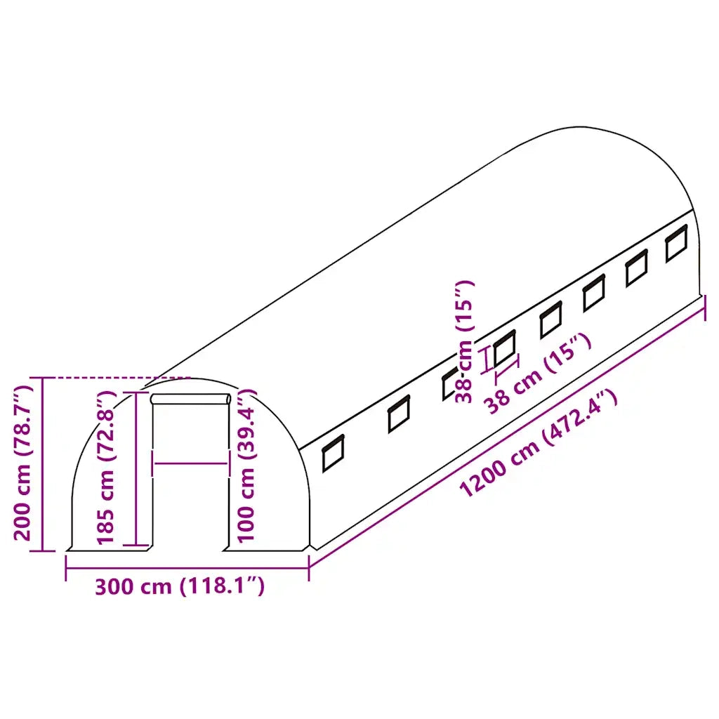 Telo di Ricambio per Serra (36 m²) 3x12x2 m Trasparente 316439