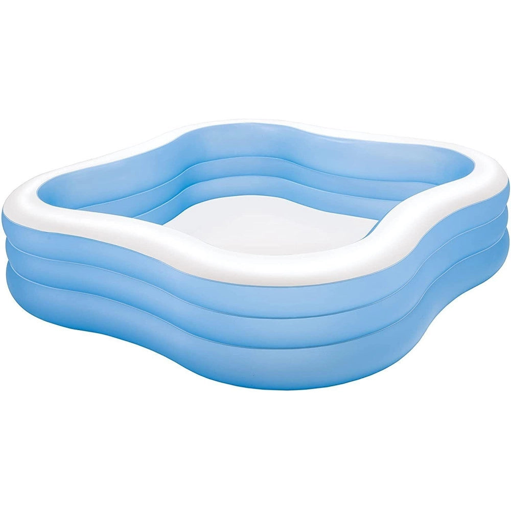 Trade Shop - Piscina Family Quadrata Gonfiabile A Tre Anelli 229 X 229 X 56 Cm Giardino 57495 -