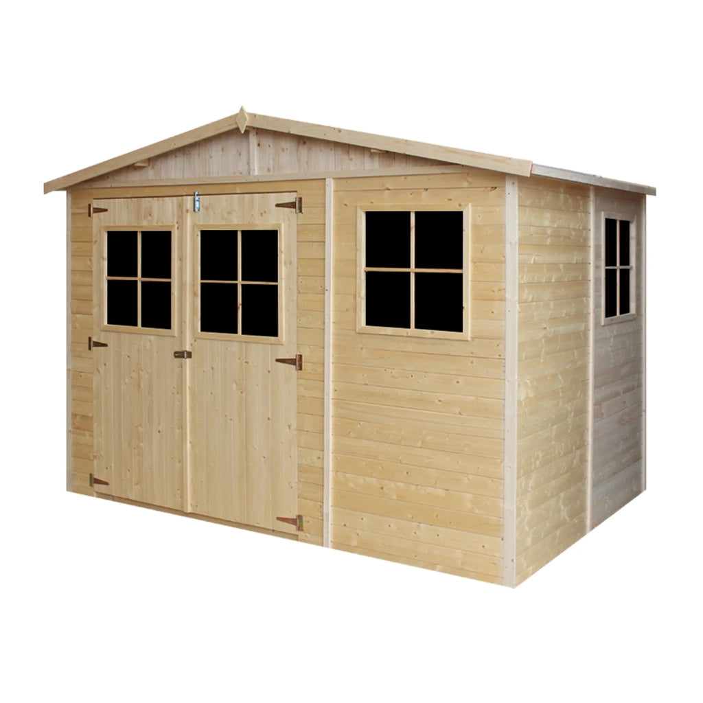 TIMBELA M334 Casa da giardino in legno naturale A226x216x324 cm/6 m²