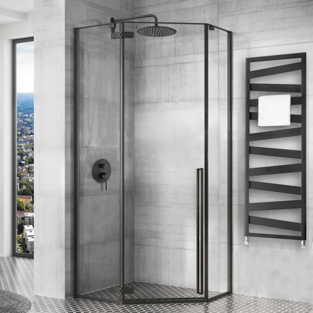 Cabina Doccia Diamond Black Mat 80x80 con piatto doccia Diamond