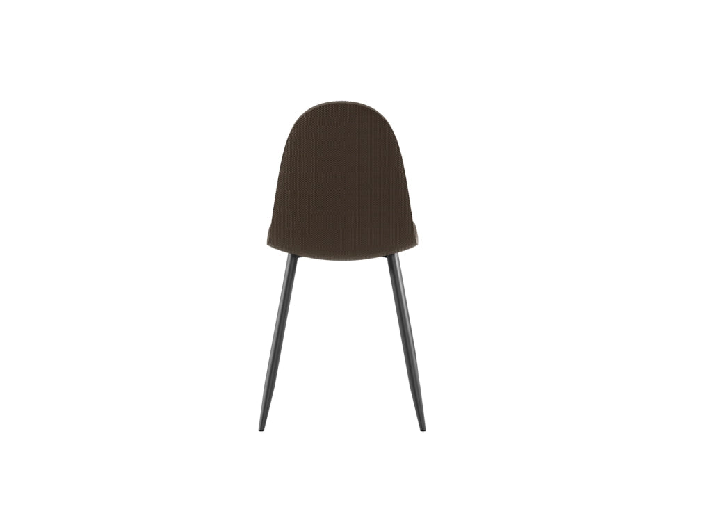 Sedia Martina in similrattan marrone con struttura in metallo grigio scuro - Design ergonomico per sala da pranzo 38x43x86,5 cm