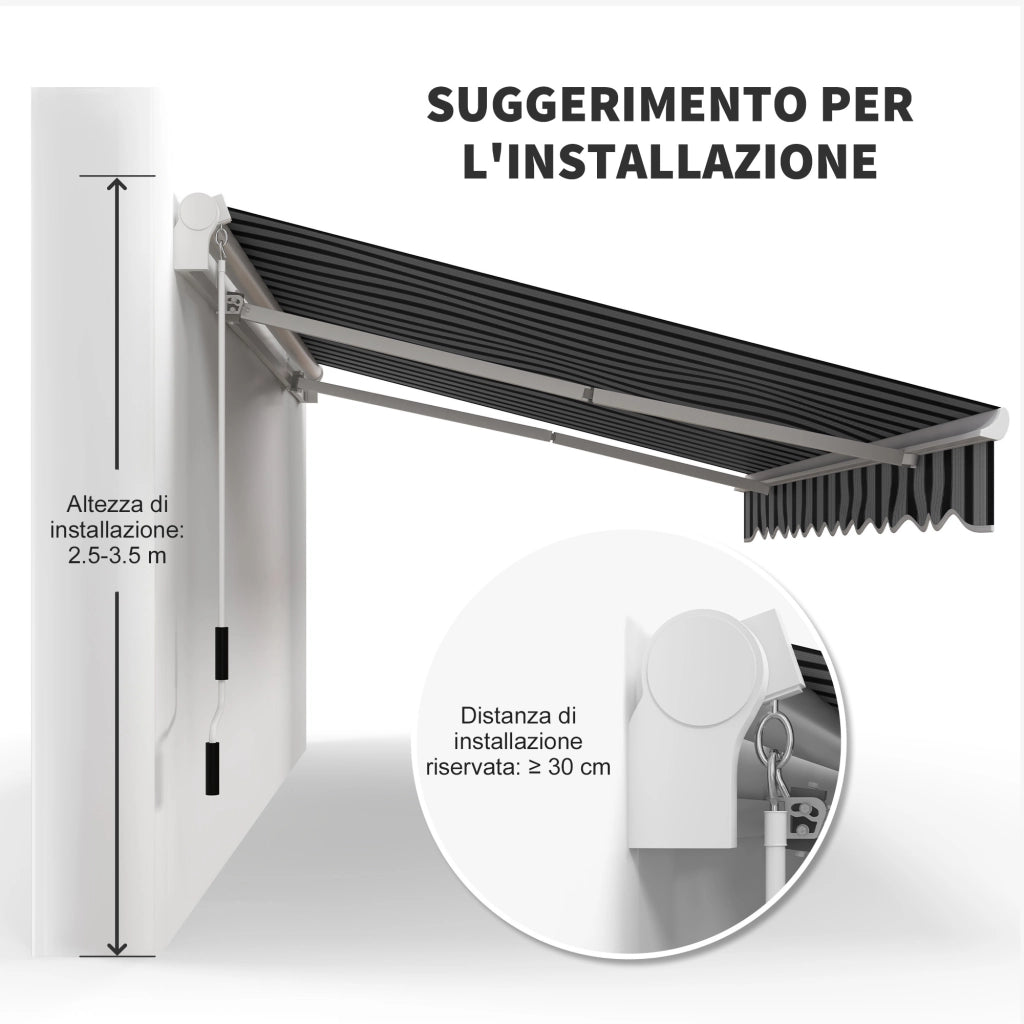 Tenda Parasole Estensibile per Esterno ¨C Minimal ¨C Alluminio e Poliestere, Blu e Bianca, 395x245 cm