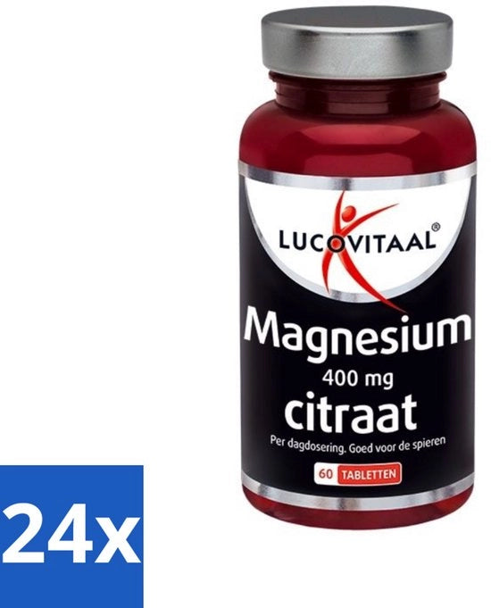 24 x Minerali - Magnesio 400 mg Citrato - 60 Compresse - Magnesio citrato - Supporto muscolare - Osso - Sistema nervoso - Fatica