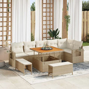 Set Divano da Giardino 11 pcs Beige e Crema polyrattan
