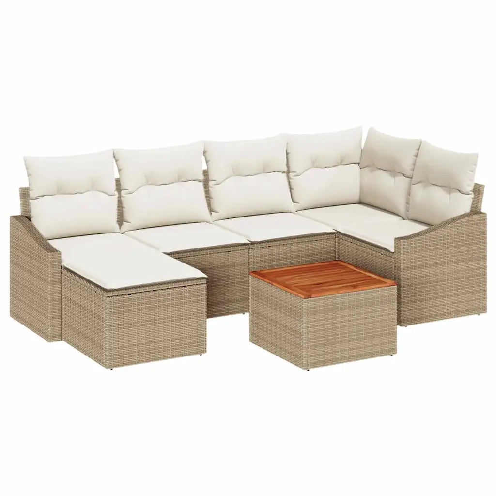Set Divano da Giardino con cuscino 7 pcs Beige polyrattan 3347855