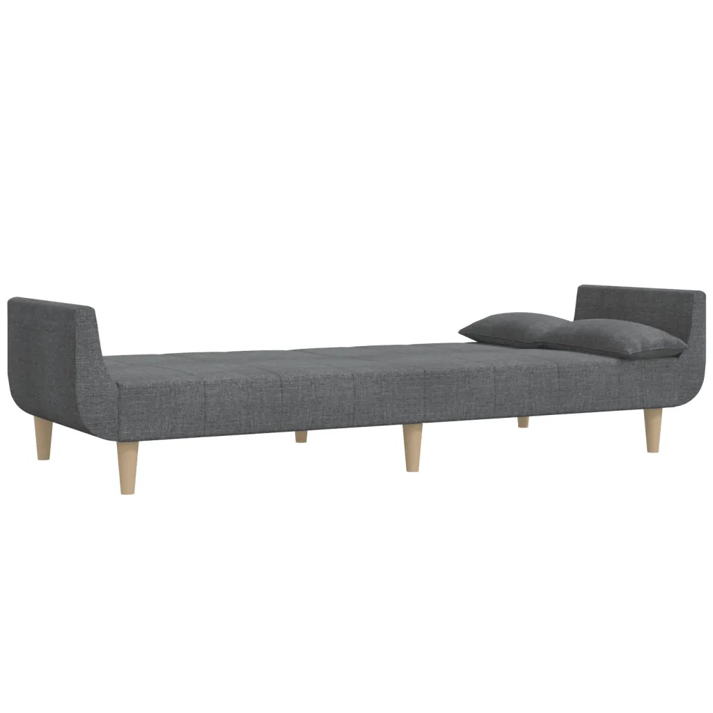 Divano Letto a 2 Posti con 2 Cuscini Grigio Chiaro in Tessuto 375869