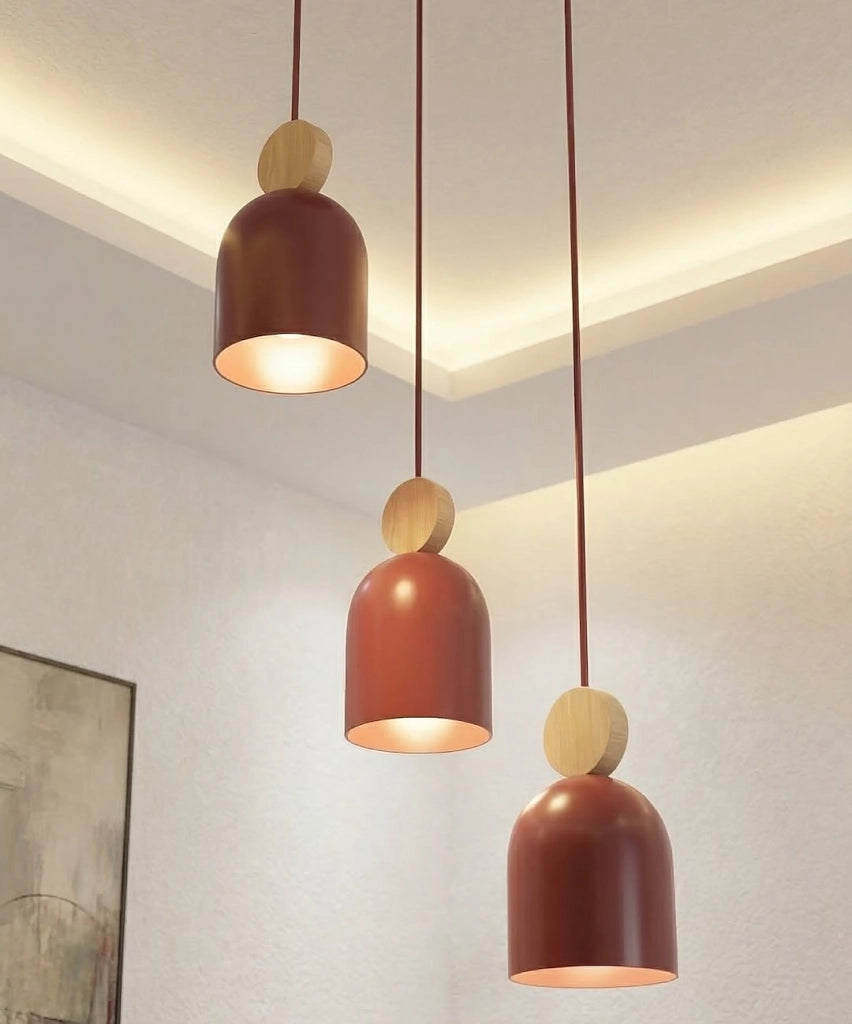 Lampada a sospensione MESI 3xGU10 bordeaux legno Emibig