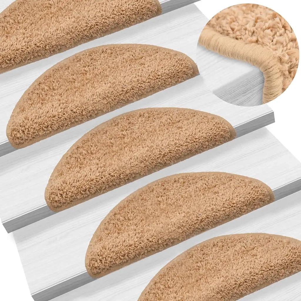 Tappetini per scale 20 pz 56x17x3 cm Beige Semicircolari 3365839
