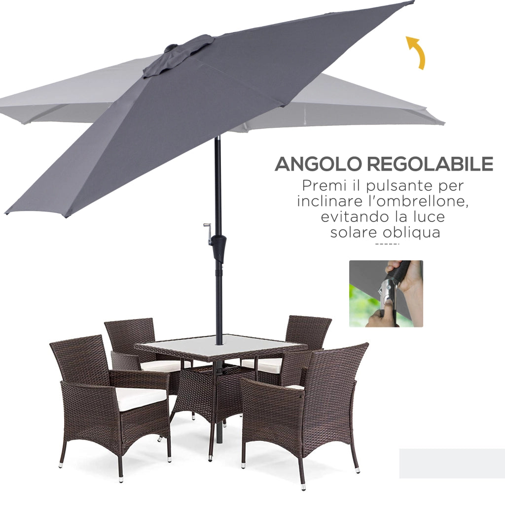 Ombrellone da Giardino Inclinabile ¨C Xylo ¨C Alluminio Grigio e Nero 2.6x2.4m