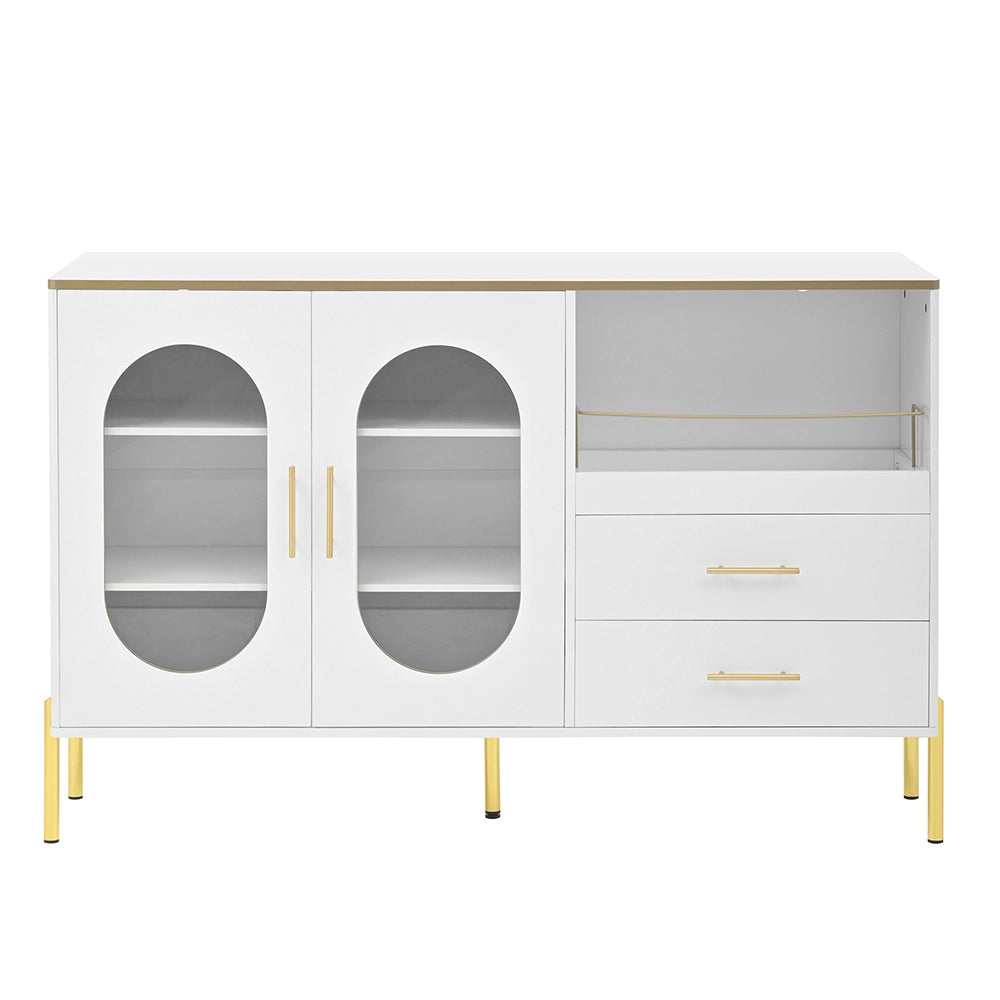 Buffet - Xylo - 2cass/2porte vetro bianco/dorato