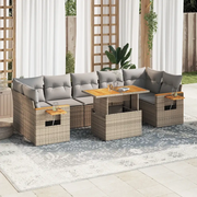 Set Divano da Giardino 8 pz con Cuscini Beige Polyrattan Acacia 3327573