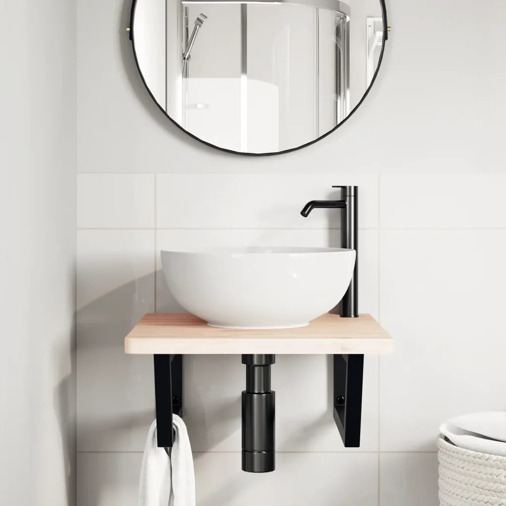 Reggimensole per Lavabo 2 pz Nere Trapezio in Acciaio CFW4490737
