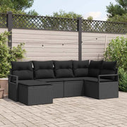 Set di divani con cuscino 6 pcs Nero polyrattan