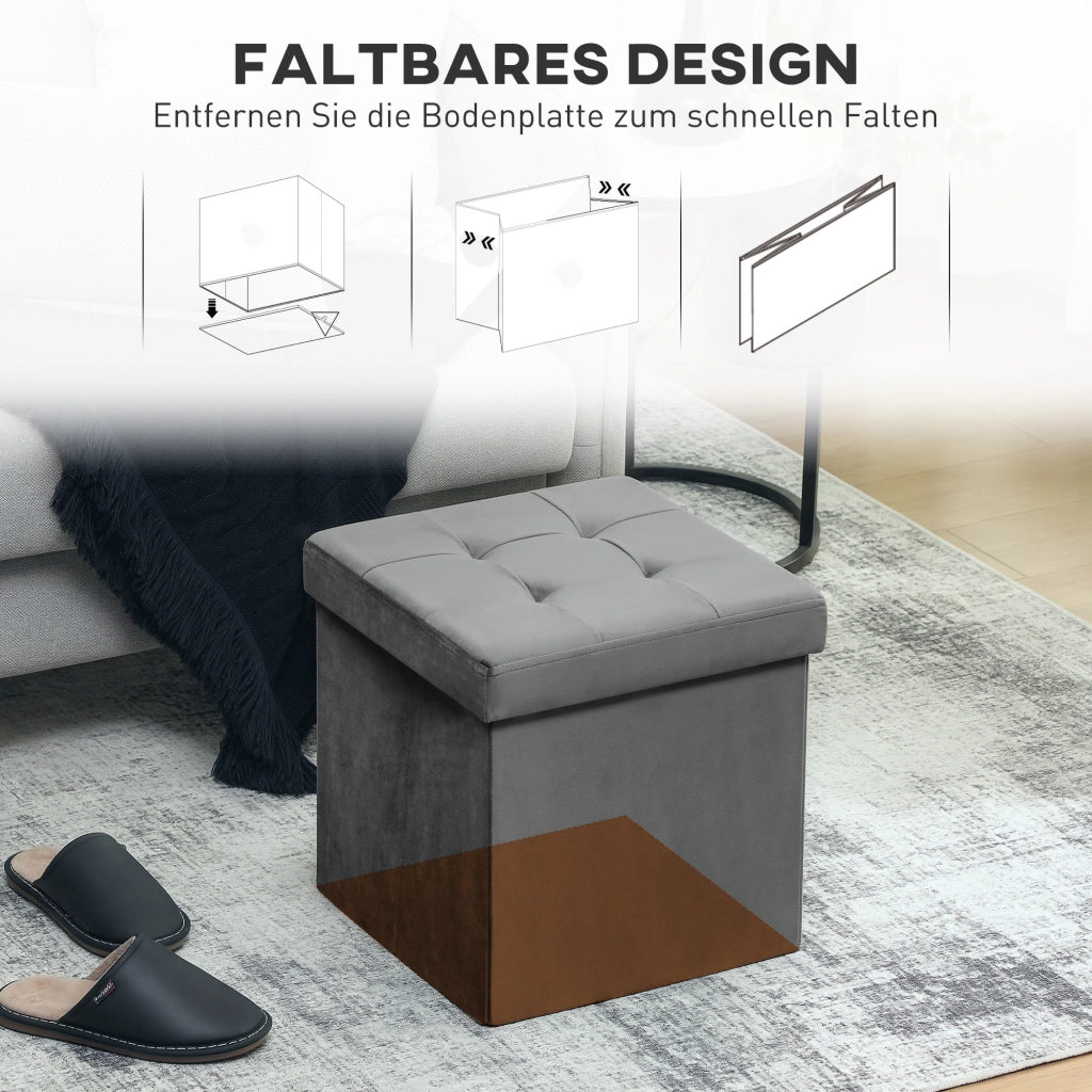 Sgabello ripiegabile con contenitore ¨C Minimal ¨C Grigio