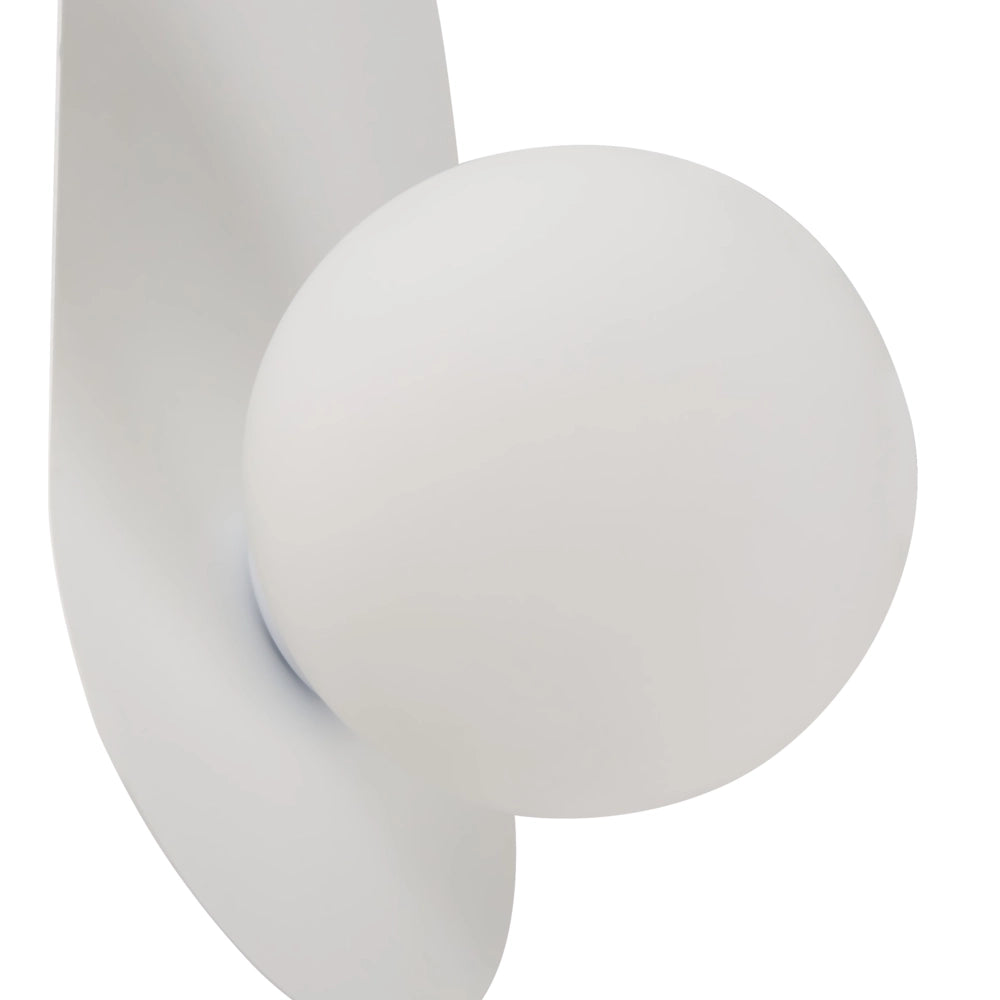 Set di 2 lampade da parete ovali con paralumi a globo in vetro bianco stile retrò
