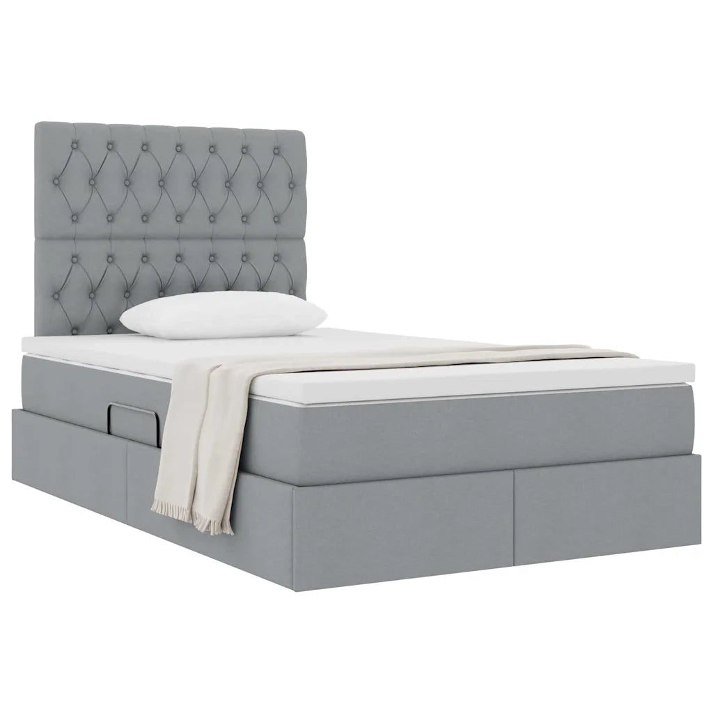 Letto con contenitore e materasso Grigio chiaro 120 x 200 cm