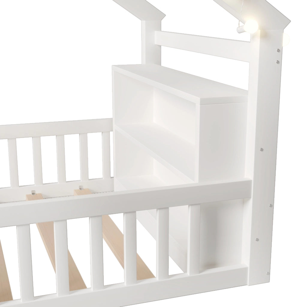 LETTO per bambini a casetta con sponde 90x190 cm in legno bianco