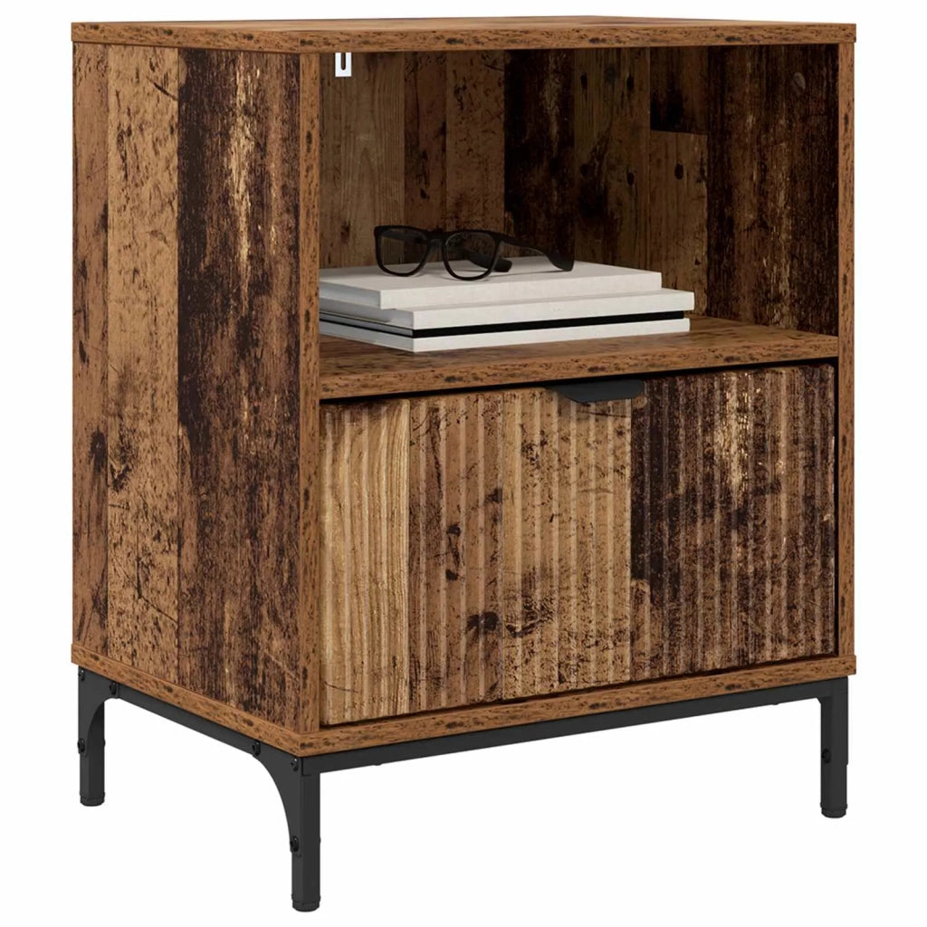 Armadio da Notte con cassetto Legno vecchio 49 x 36 x 61 cm 883490