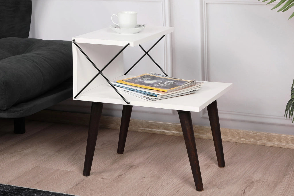 Comodino in legno "Cross" 50 x 40 x 55 cm - Bianco
