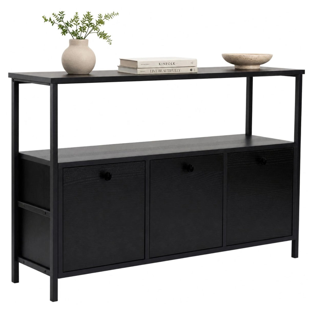 Madia Noda, Credenza 2 Ripiani, 120x30x77h cm Marrone Frassinato