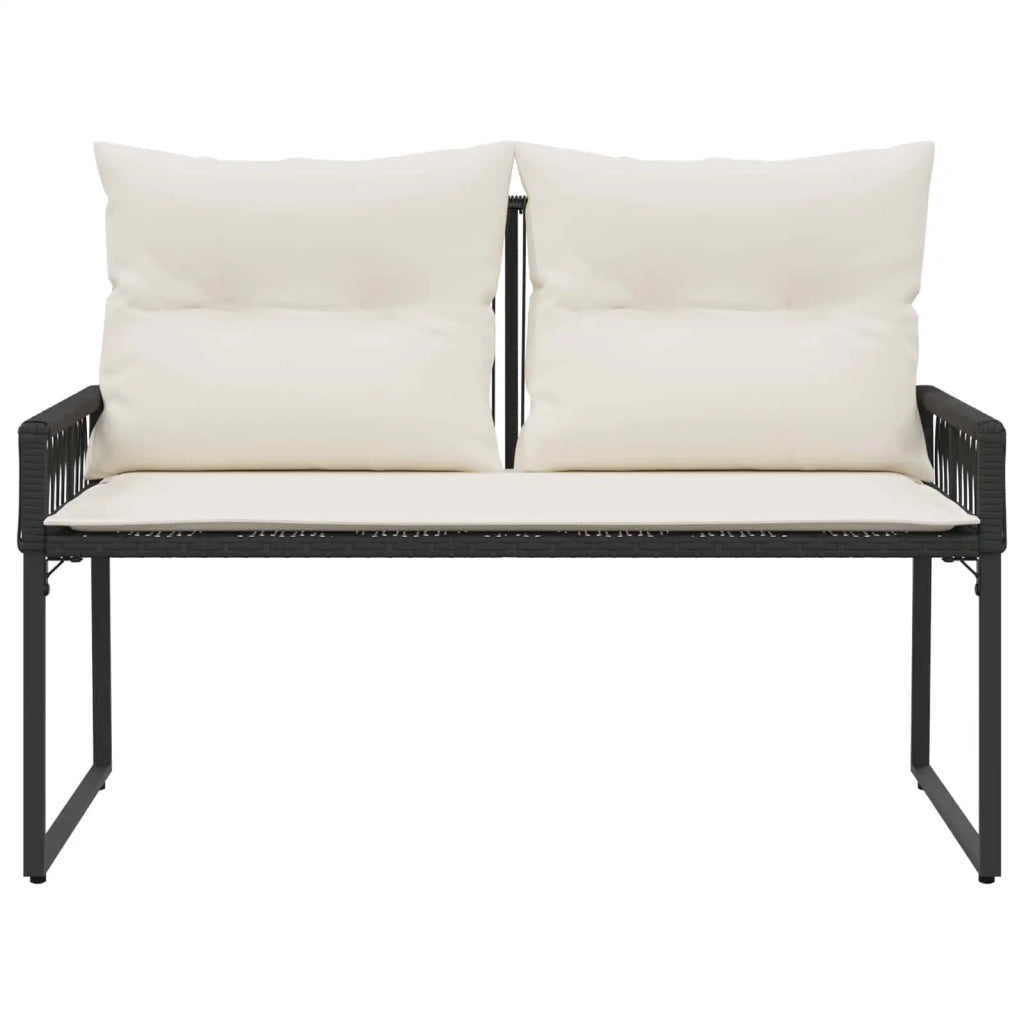 Panchina da esterno | Panchina da Giardino | Panca da Giardino 4 pz Nero e Bianco Crema polyrattan
