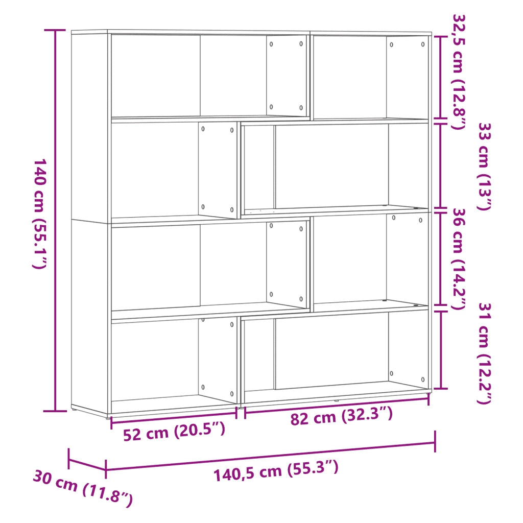 Libreria a 4 Ripiani Grigio Cemento 85x85x140 cm in Truciolare 3307813