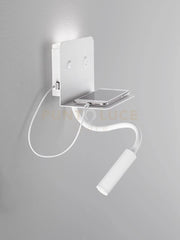 Applique in metallo verniciato bianco Level LED 6W + 3W faretto spot 3000K CRI?80 220-240V 50/60Hz 309Lm + 147Lm faretto spot Doppio interruttore on/off sulla base Porta USB (5V 0.6A)