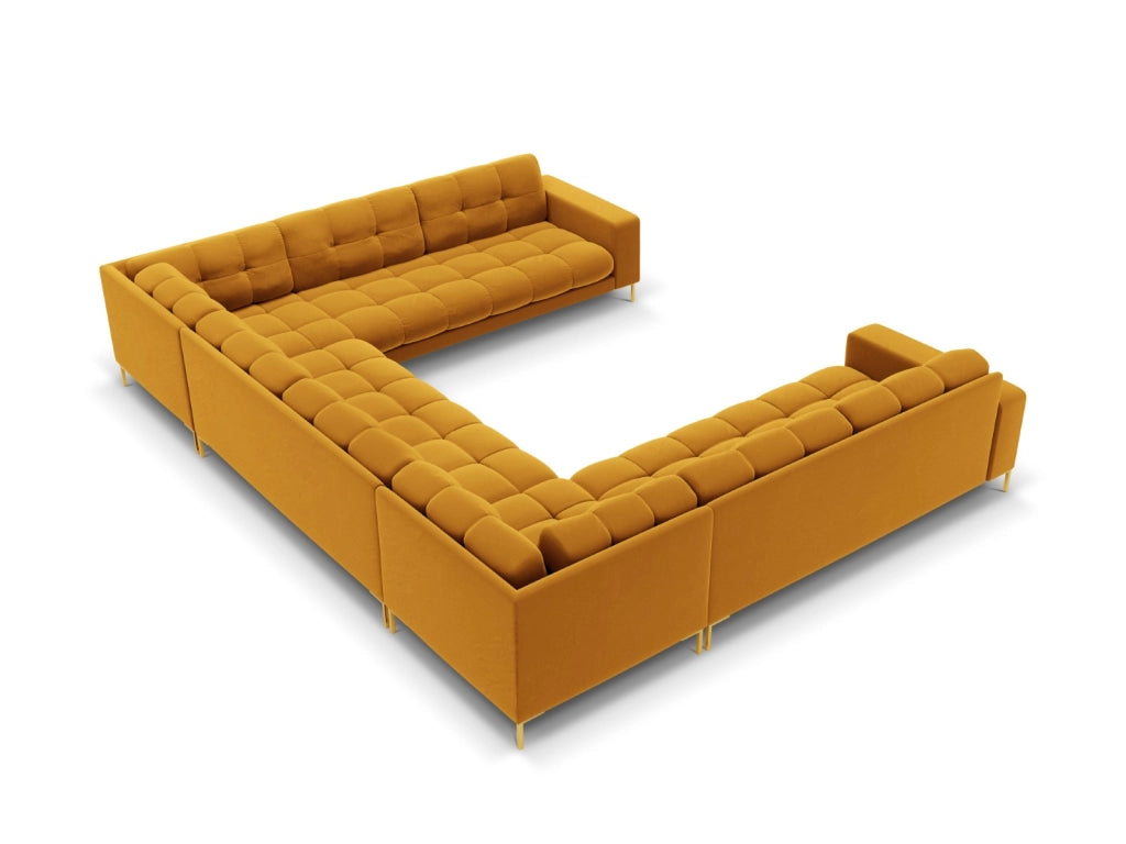 Cosmopolitan Design - Divano panoramico "Bali" 9 posti in velluto giallo 