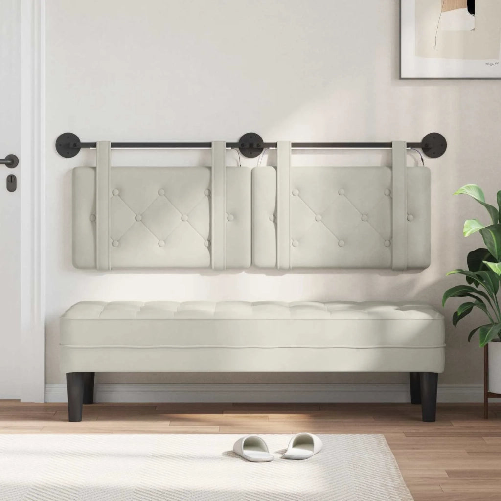 Testiera | Testata sospesa Con luce LED Crema Velluto