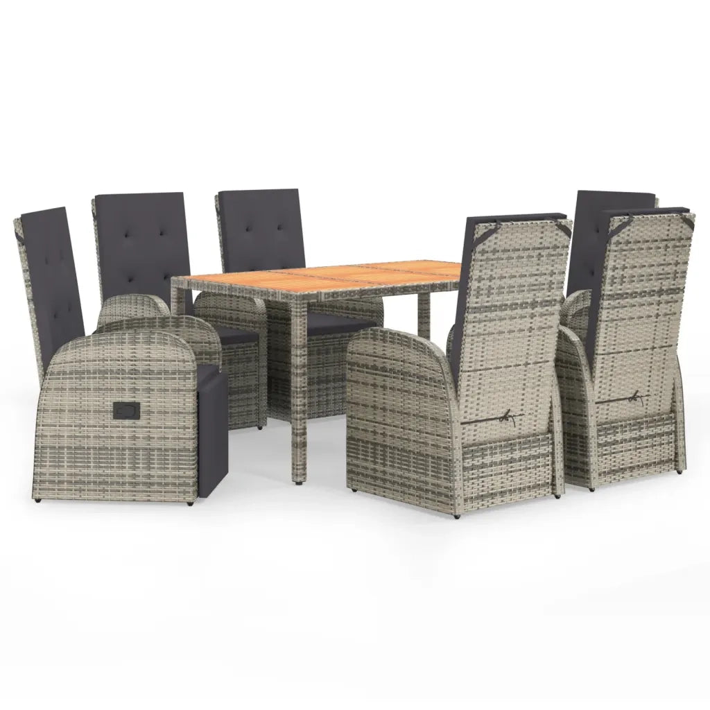 Set da Pranzo da Giardino 7 pz con Cuscini in Polyrattan Grigio 3157587