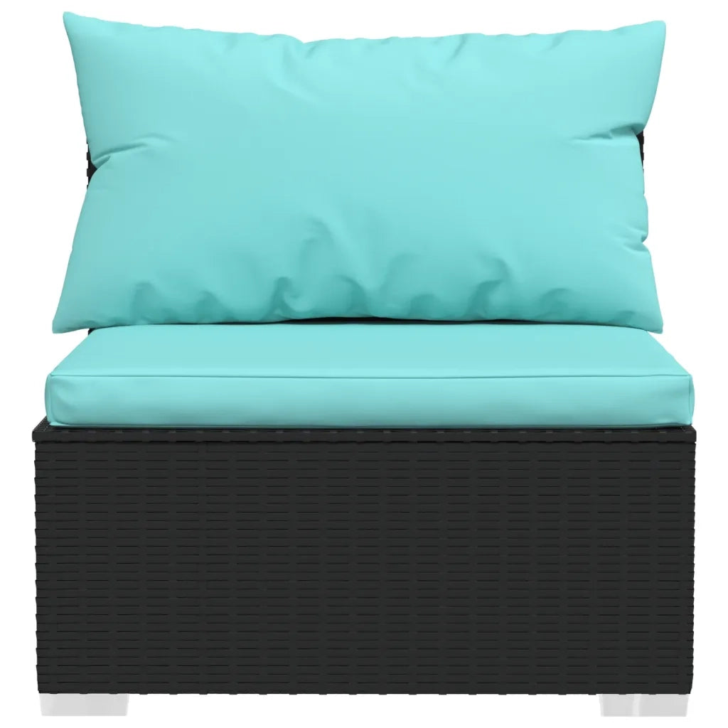 Set Divani da Giardino 9 pz con Cuscini in Polyrattan Nero 3102377