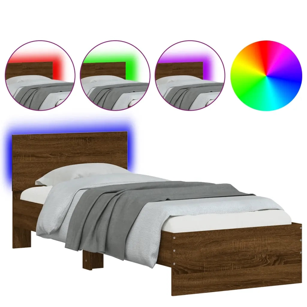 Giroletto con Testiera e LED Rovere Marrone 75x190 cm 838847