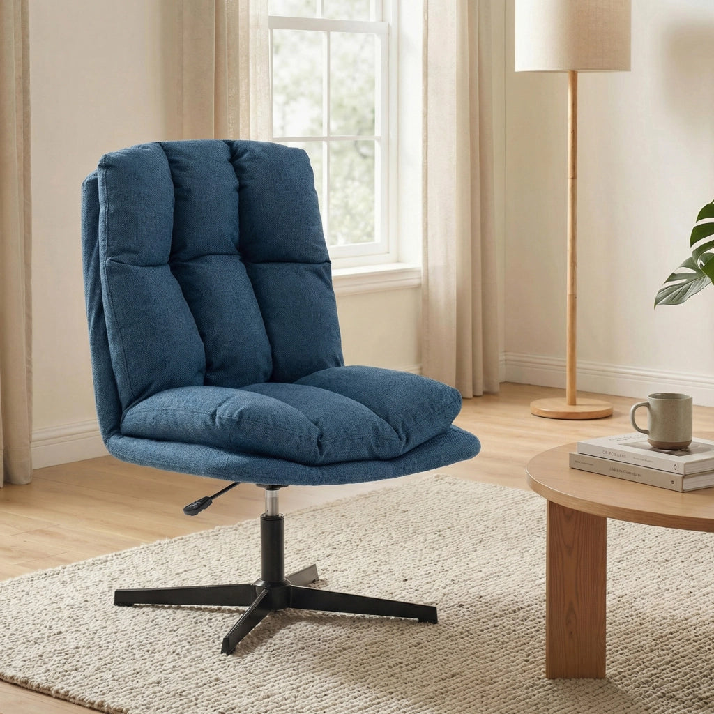 Poltrona Girevole Ajustable ¨C Zephmum ¨C Base Metallo Azul Oscuro