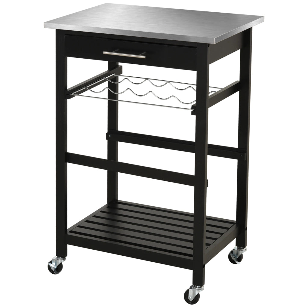 Carrello da cucina con ripiano e scaffale ¨C Minimal ¨C Nero 60x40x85 cm