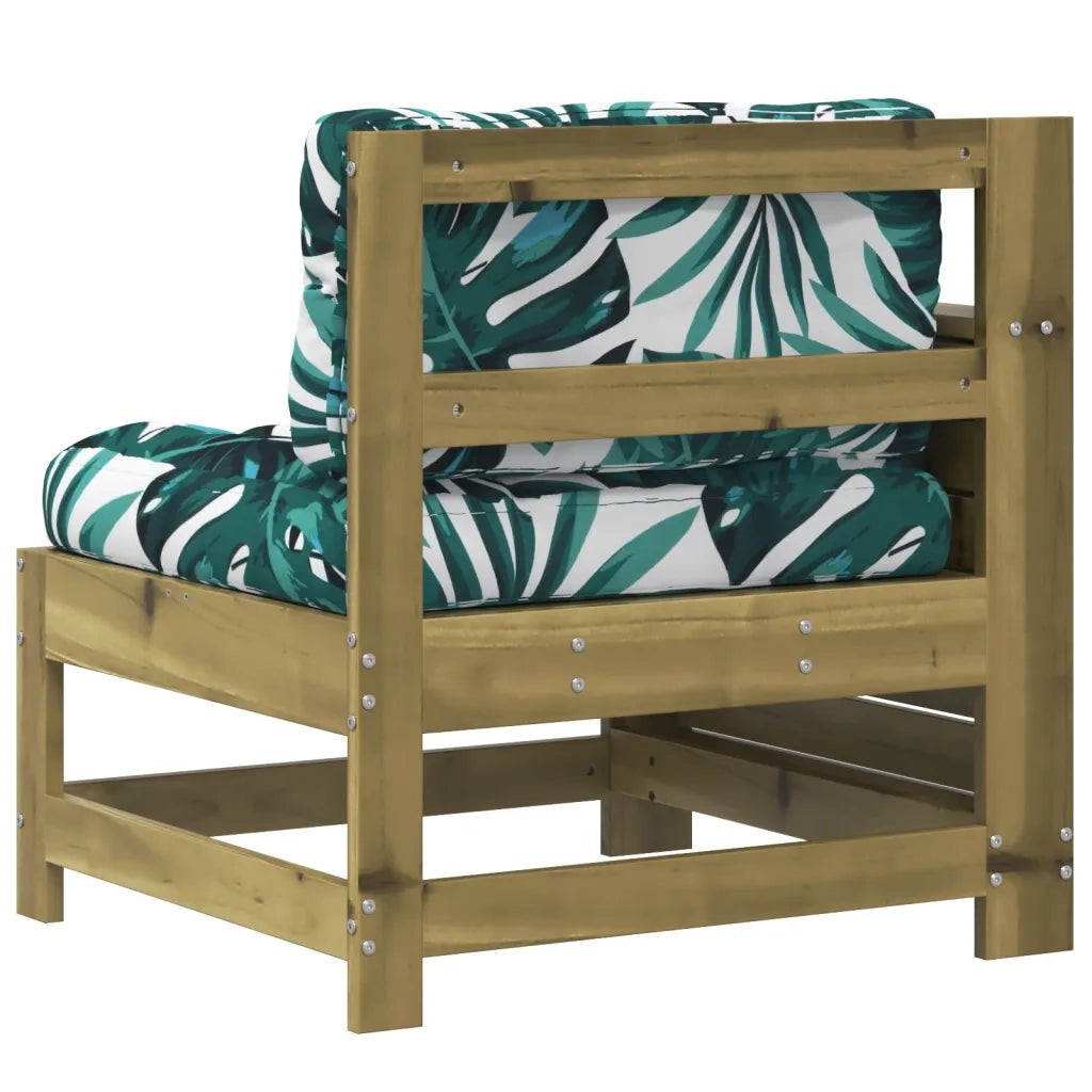 Divano da Giardino Senza Braccioli con Cuscini-Sofa da Giardino-Divano da esterno Impregnato Pino 281441