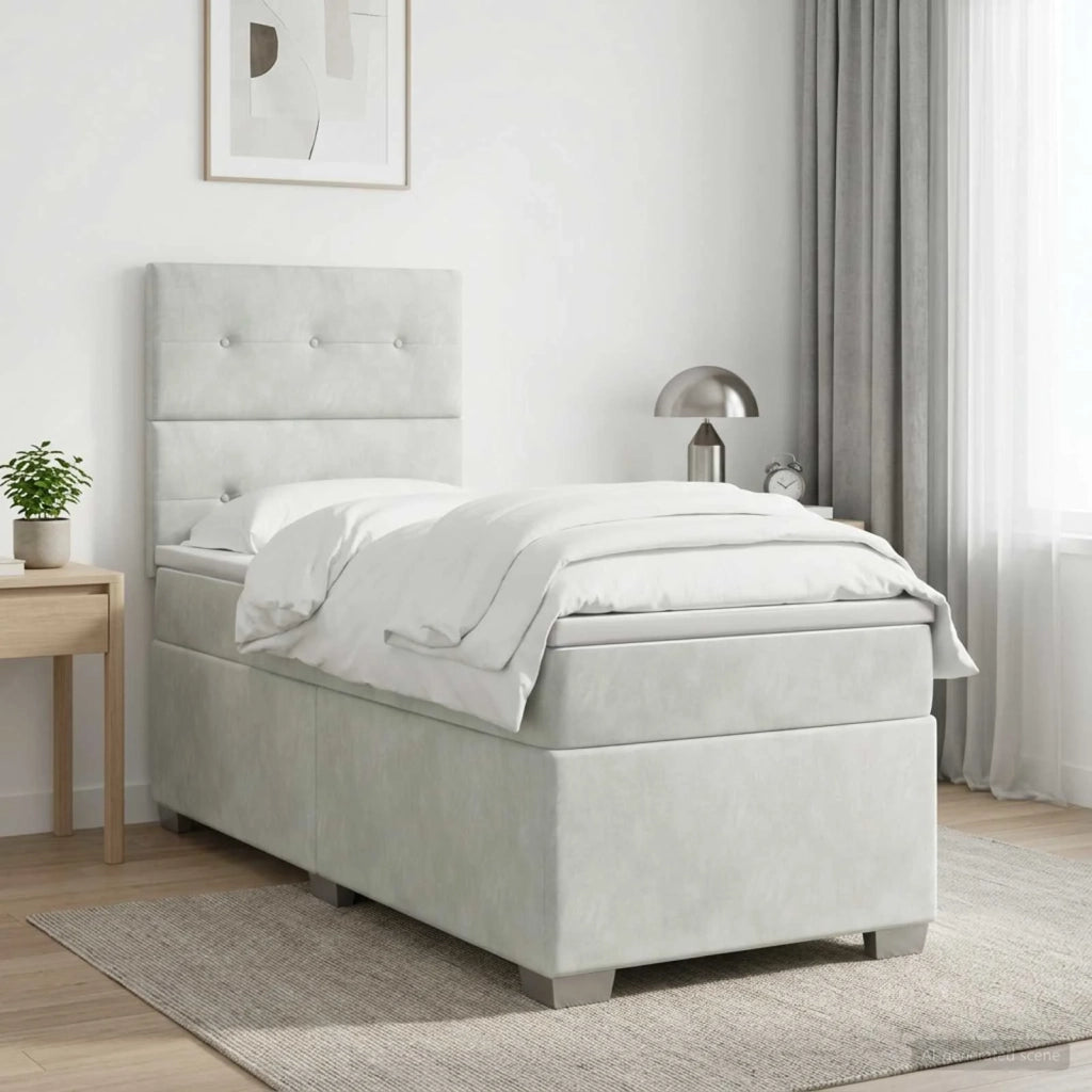 Letto box spring con materasso Grigio Chiaro 90 x 190 cm 3453548