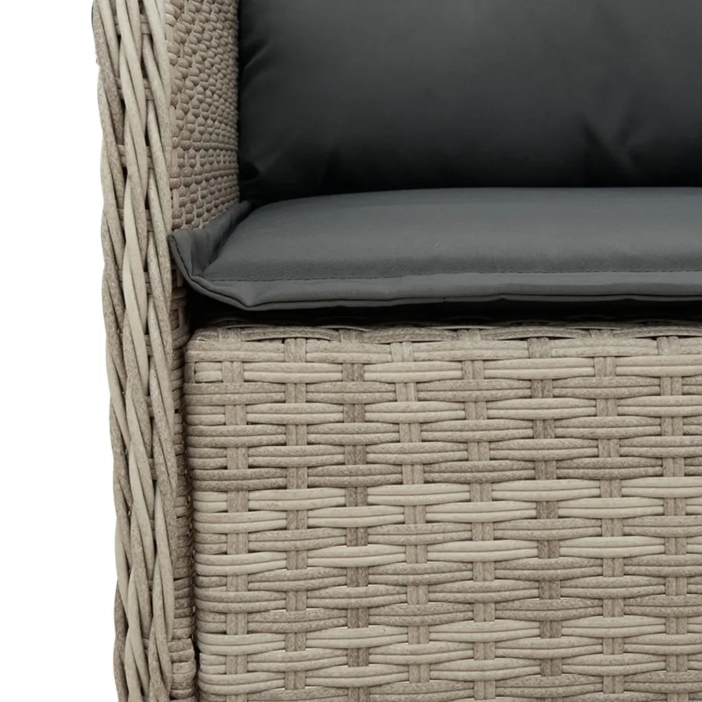 Set da Pranzo da Giardino 7 pz Cuscini Polyrattan Grigio Chiaro