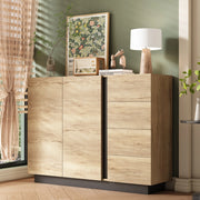 CREDENZA con 4 cassetti e 2 ante 120x35,5x90,5 cm Natural e Nero