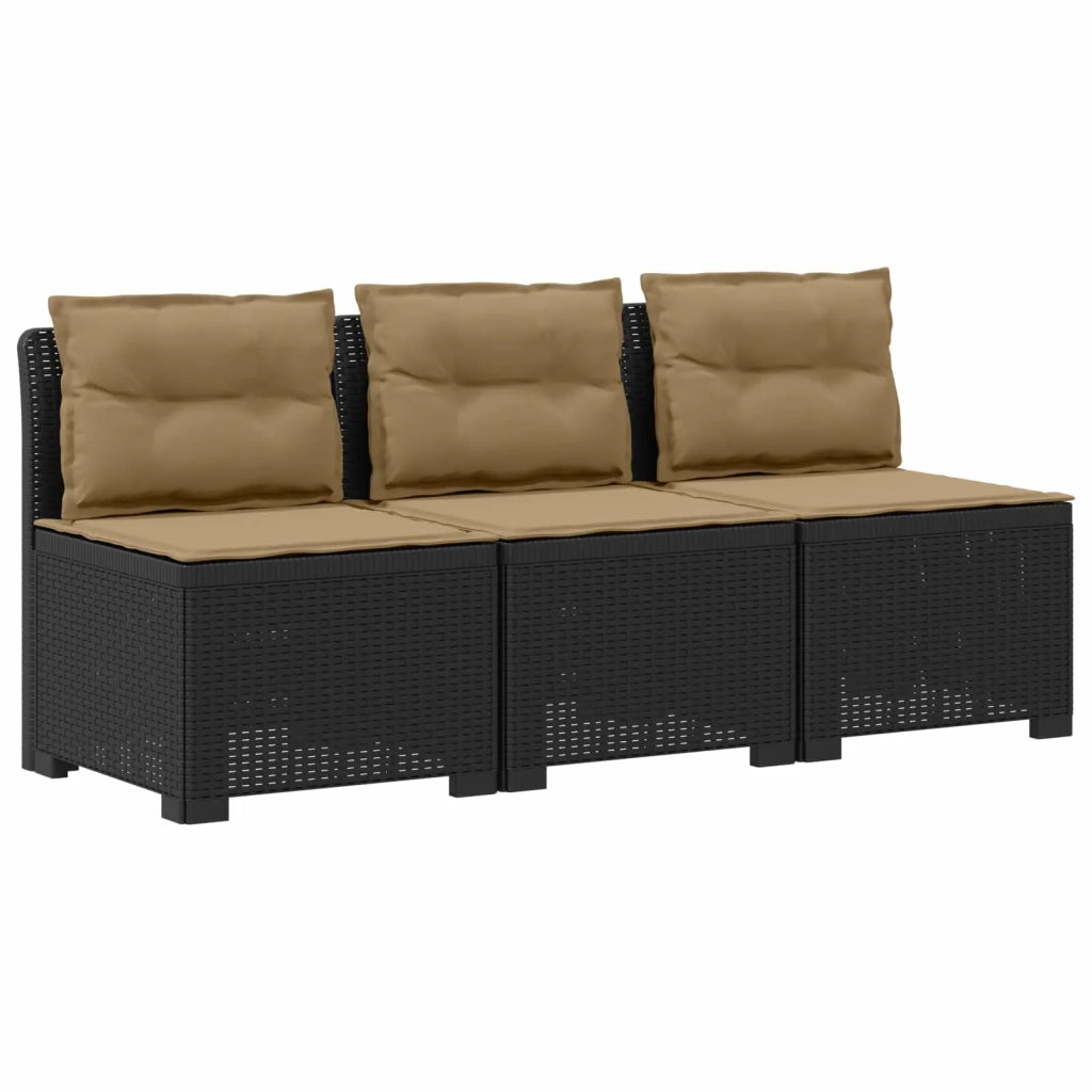 Divano da esterno-Divano da Giardino 3 posti con cuscini in look rattan PP 982421