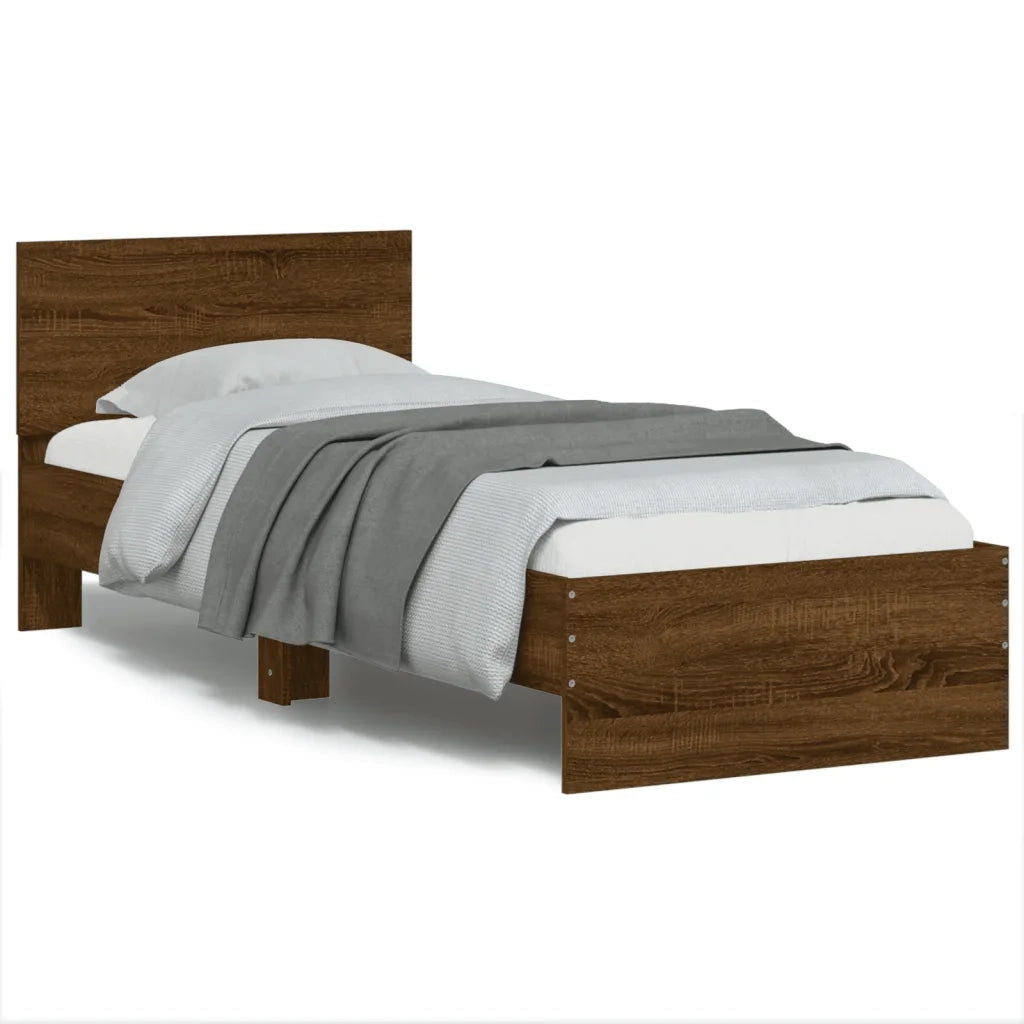 Giroletto con Testiera e LED Rovere Marrone 75x190 cm 838847