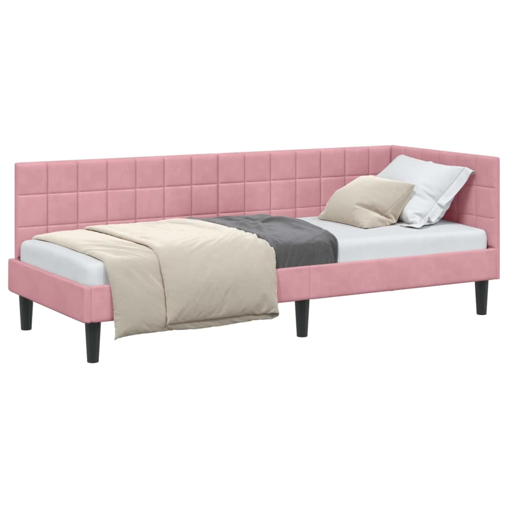 Cornice del letto ad angolo Rosa 80 cm x 200 cm Velluto 42016411