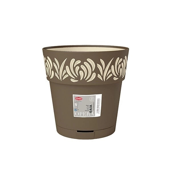Vaso da Giardino Tondo Opera Gaia Tortora e Vanilla 30 x 29 cm Stefanplast