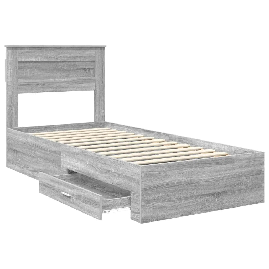 Struttura del letto Grigio Sonoma e Argento 75 x 190 cm