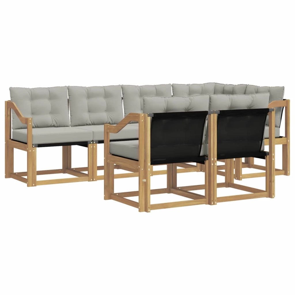 Set di divani da esterno 7 pz Bianco e Grigio Chiaro 3389581