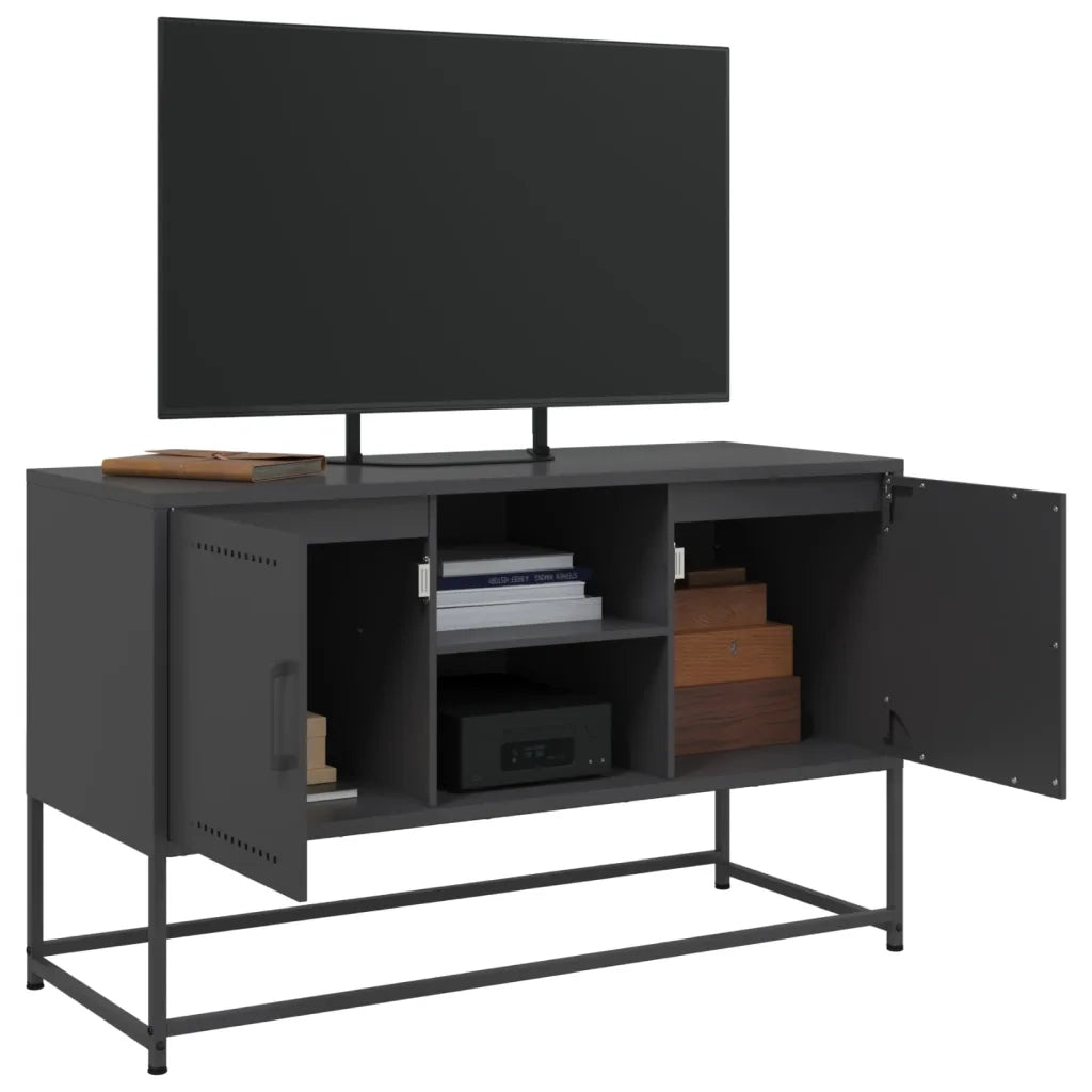 Mobile TV | Armadietto TV | Mobile Porta TV Nero 100,5x39x60,5 cm in Acciaio