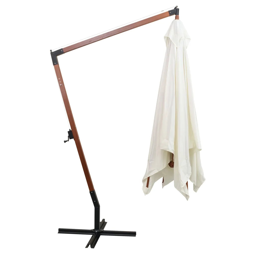 Ombrellone Pensile-Ombrello da giardino balcone 300x300 cm Palo in Legno Bianco