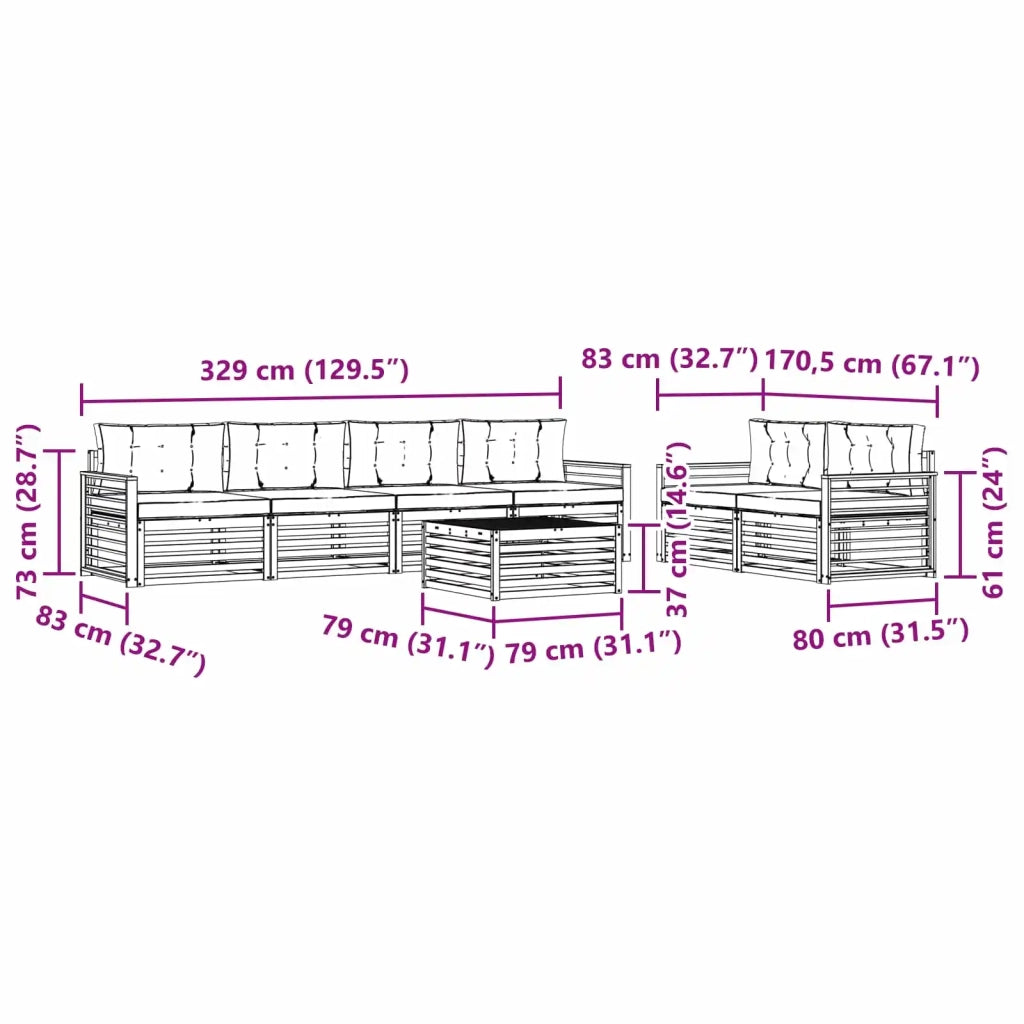 Set di divani da esterno 7 pz Bianco e Antracite Poliestere 3390097